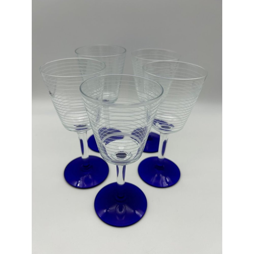 Cobolt Blue Based Small Wine Glasses - Set of 5